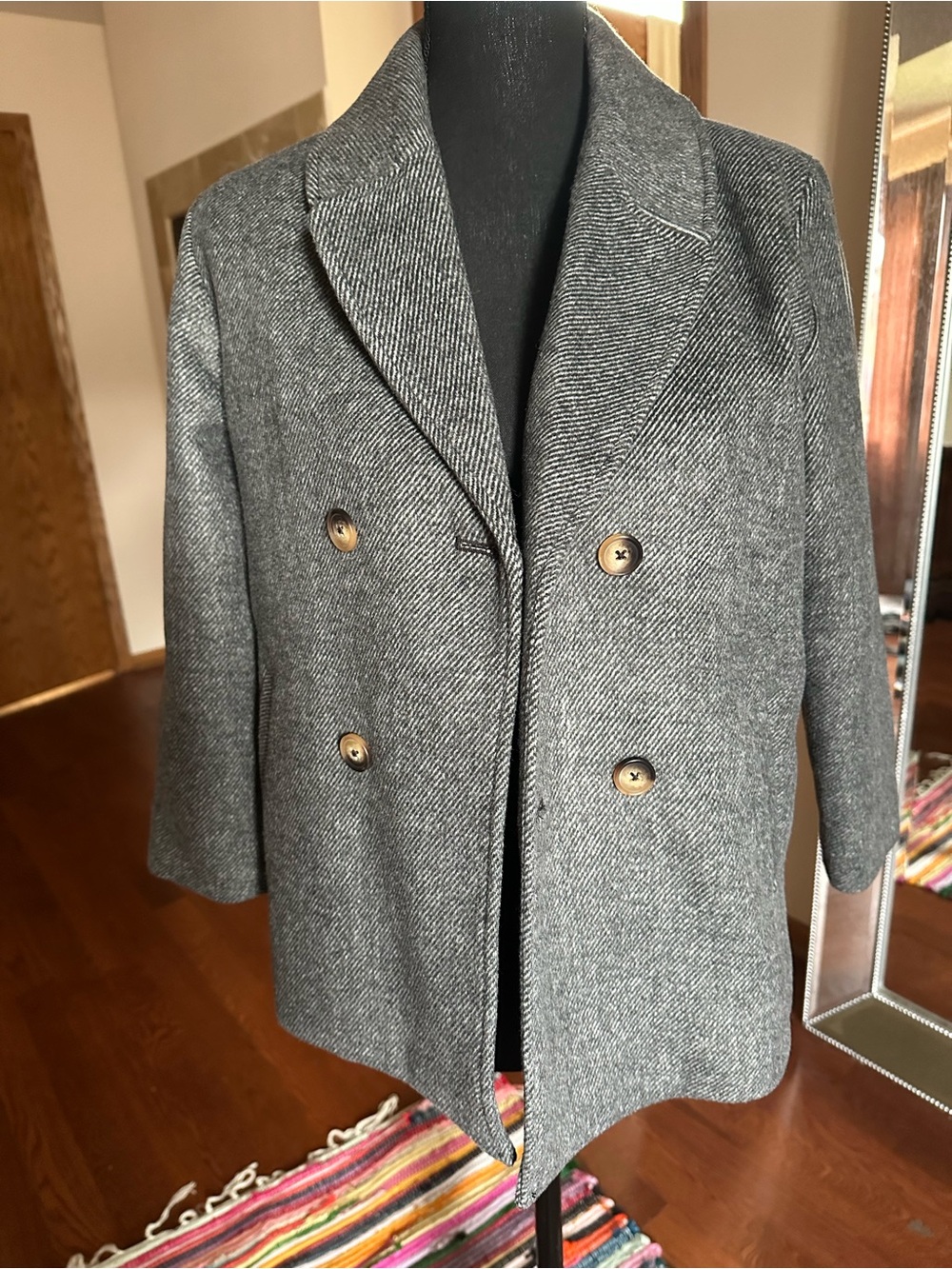 Cat & Jack Gray Double-Breasted Peacoat